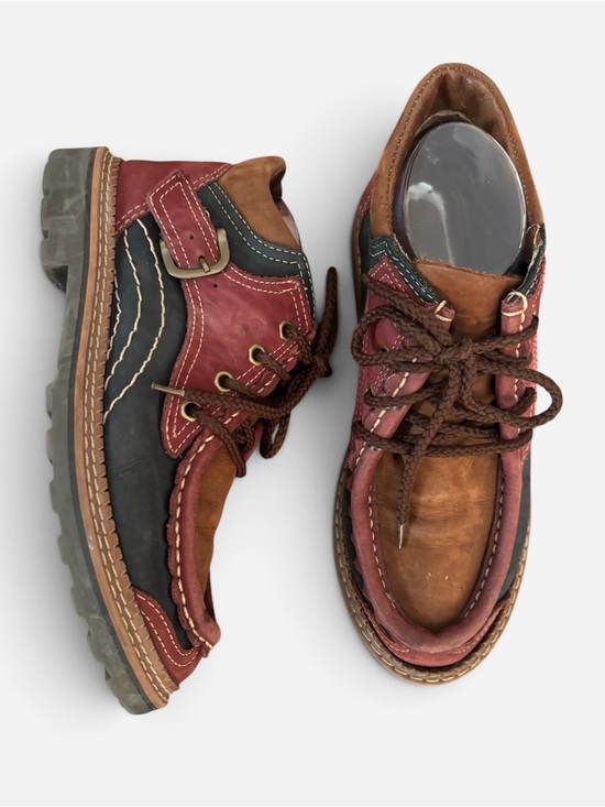 Diba Shoes - Vtg 90’s Diba Amazonas Patchwork Suede Ankle Shoes Mocs Booties Lug Soles Brazil